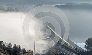Fog on M62 motorway