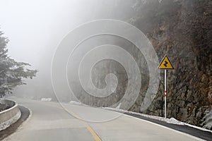 Fog on the mountain road