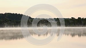 Fog moving slowly on the lake