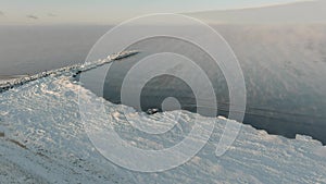 Fog over calm sea in cold winter day