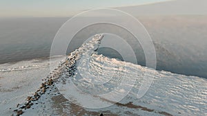 Fog over calm sea in cold winter day