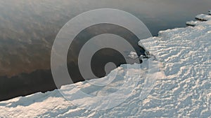 Fog over calm sea in cold winter day