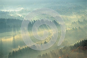 Fog Over Green Mountains