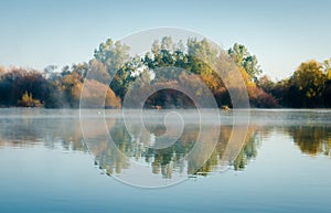 Fog over Guadiana river.