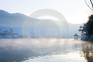 Fog over the lake in morning Thailand