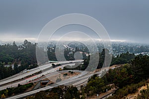 Fog over Oakland and Berkeley