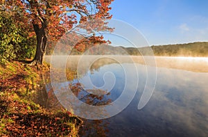 Fog Price Lake Autumn Blue Ridge North Carolina NC