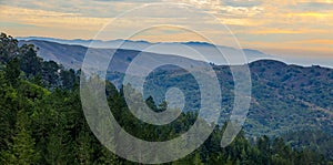 Fog rolling in around Mount Tamalpais north of San Francisco Cal