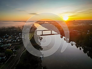 Fog rolling in over the Nepean River just after sunrise