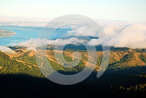 Fog rolls over the hills of Mt Tamalpais