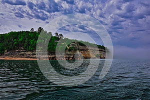 Fog sea and clouds Pictured rocks national lakeshore on lake superior