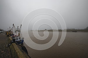Fog settling over the River Great Ouse in Kings Lynn, Norfolk