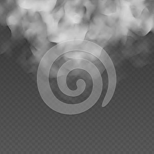 Fog or smoke cloud isolated on transparent background. Realistic smog, haze, mist or cloudiness effect.