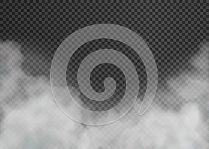 Fog or smoke isolated on transparent background. Vector illustration