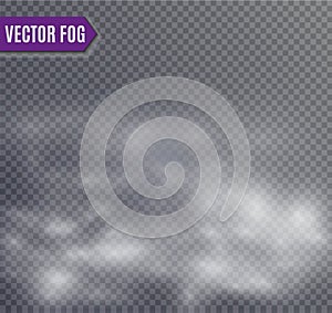 Fog or smoke isolated transparent special effect. White cloudiness, mist or smog background. Vector illustration.