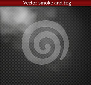 Fog or smoke isolated transparent special effect. White cloudiness, mist or smog background. Vector illustration.