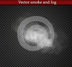 Fog or smoke isolated transparent special effect. White cloudiness, mist or smog background. Vector illustration.