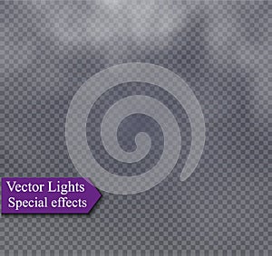 Fog or smoke isolated transparent special effect. White cloudiness, mist or smog background. Vector illustration.