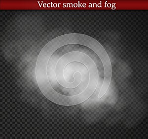 Fog or smoke isolated transparent special effect. White cloudiness, mist or smog background. Vector illustration.