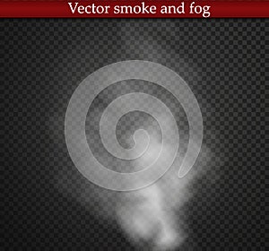 Fog or smoke isolated transparent special effect. White cloudiness, mist or smog background. Vector illustration.
