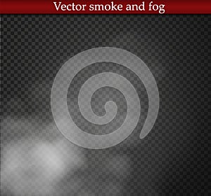 Fog or smoke isolated transparent special effect. White cloudiness, mist or smog background. Vector illustration.