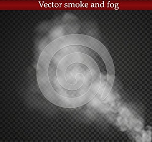 Fog or smoke isolated transparent special effect. White cloudiness, mist or smog background. Vector illustration.