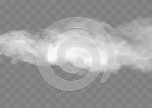 Fog or smoke isolated transparent special effect. White vector cloudiness, mist or smog background. Vector illustration