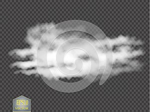 Fog or smoke isolated transparent special effect. White vector cloudiness, mist or smog background. Vector