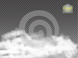 Fog or smoke transparent special effect. White vector cloudiness, mist or smog background. Vector