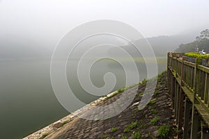 Fog tianzhu mountain reservoir