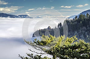 Fog in the valley Columbia River Gorge Oregon.