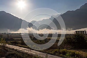 Fog in a Valley in Pindos Mountains near Konitsa