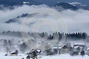 Fog in the wintry Salzkammergut