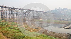 Fog Wooden Mon Bridge, Sangkhla Buri,Kanchanaburi, Thailand