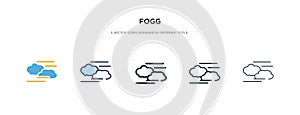 Fogg icon in different style vector illustration. two colored and black fogg vector icons designed in filled, outline, line and