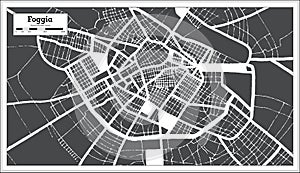 Foggia Italy City Map in Black and White Color in Retro Style. Outline Map