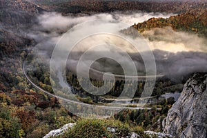 Foggy Autumn in the Donau vally in Germany