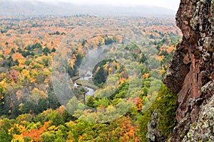 Foggy Autumn Morning at Porcupine Mountains Carp River Valley