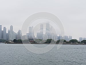Chicago City Skyline in Fog