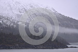Foggy coastline in Alaska