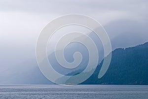 Foggy coastline, british columbia