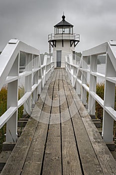 Foggy Doubling Point Lighthouse Walkway