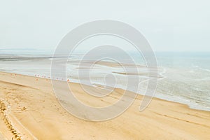 Foggy and empty beach in the north of the UK