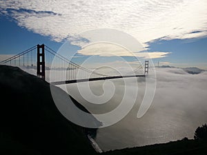 Foggy Golden Gate Bridge Silhouette
