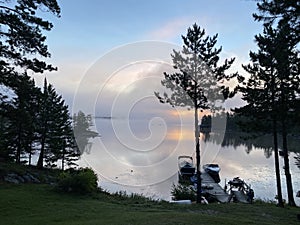 Foggy Haze over Route Bay, Lake of the Woods, near Kenora, Ontario