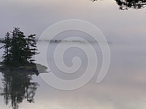 Foggy Haze over Route Bay, Lake of the Woods, near Kenora, Ontario