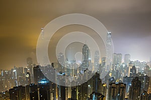 Foggy Hong Kong Night View