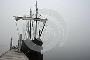 Foggy humid day while touring a life size replica of the Nina