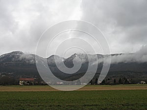 Foggy Jura mountains