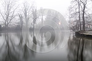 Foggy lake morning